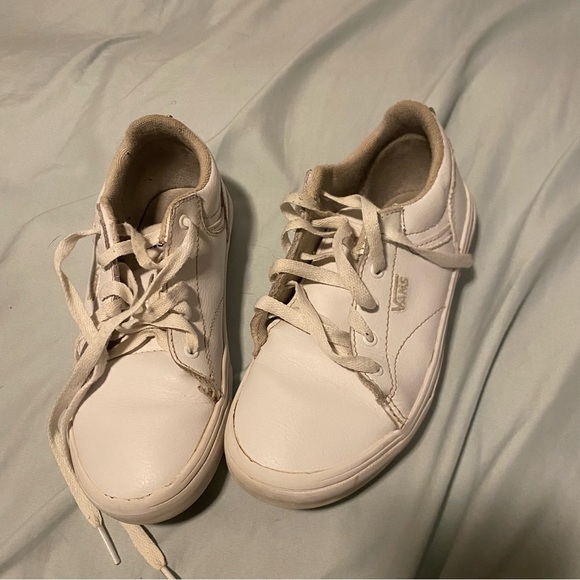 Kids White Leather Vans - Picture 1 of 3